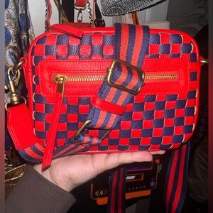 Red blue crossbody bag worn once